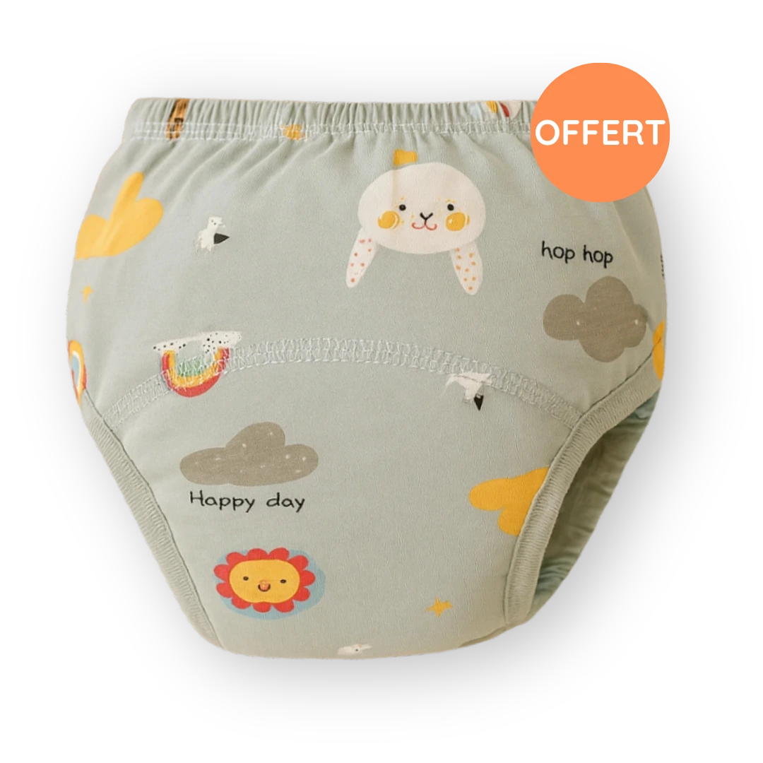 Culotte d’apprentissage lavable offerte – motif lapin et nuages